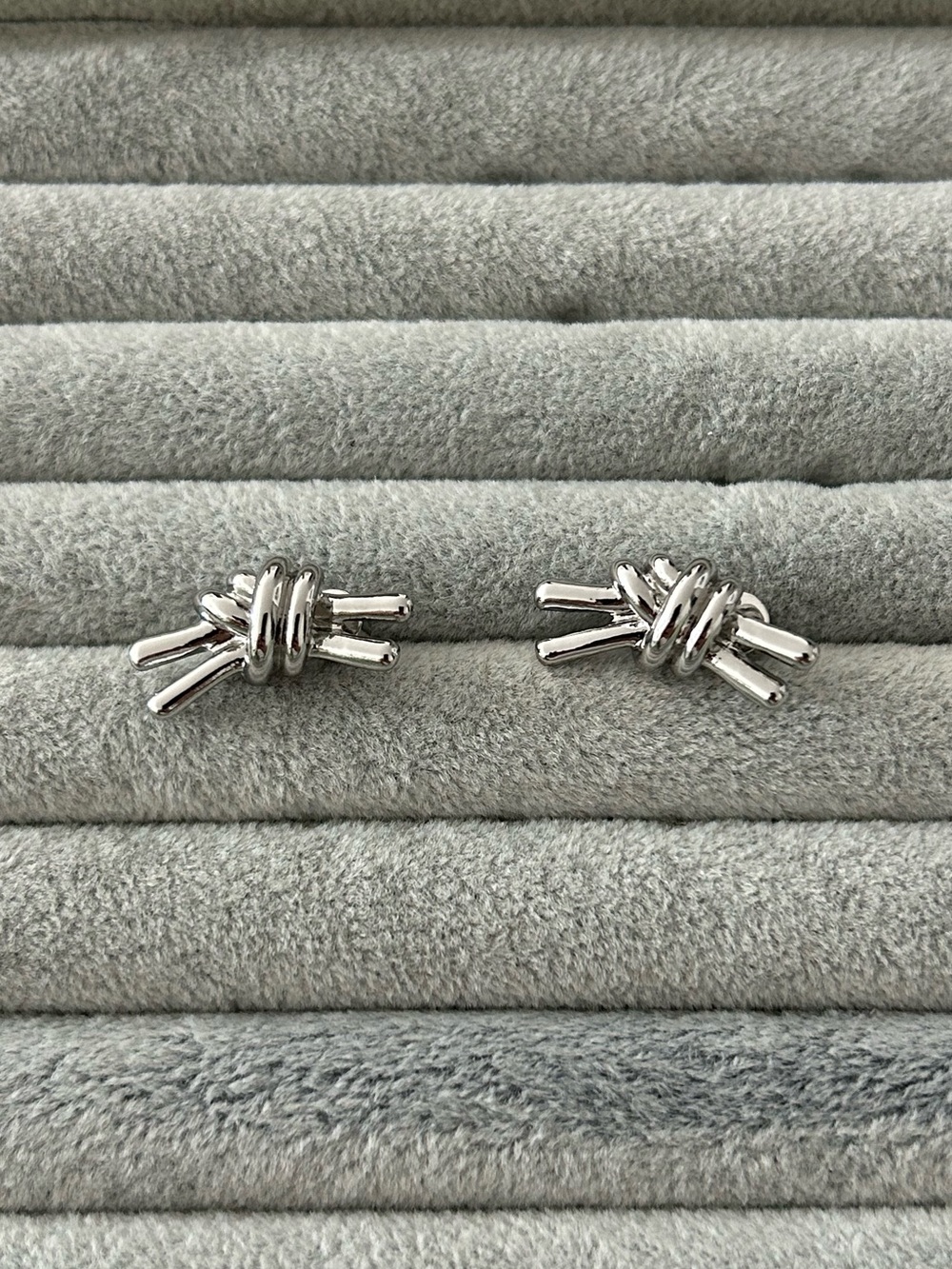 New silver knot earrings